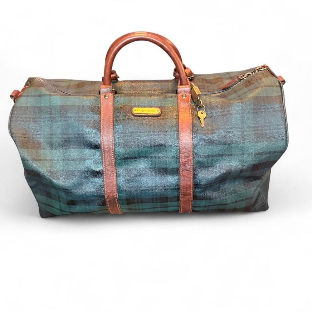 Vintage Polo Ralph Lauren Black Watch Tartan Duffel Bag XL Travel Weekender 20”